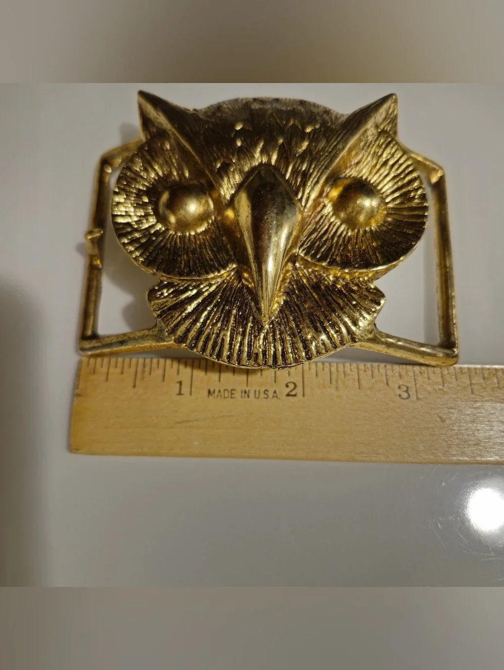 Vintage Gold Tone Owl Belt Buckle Statement Boho Western Unisex